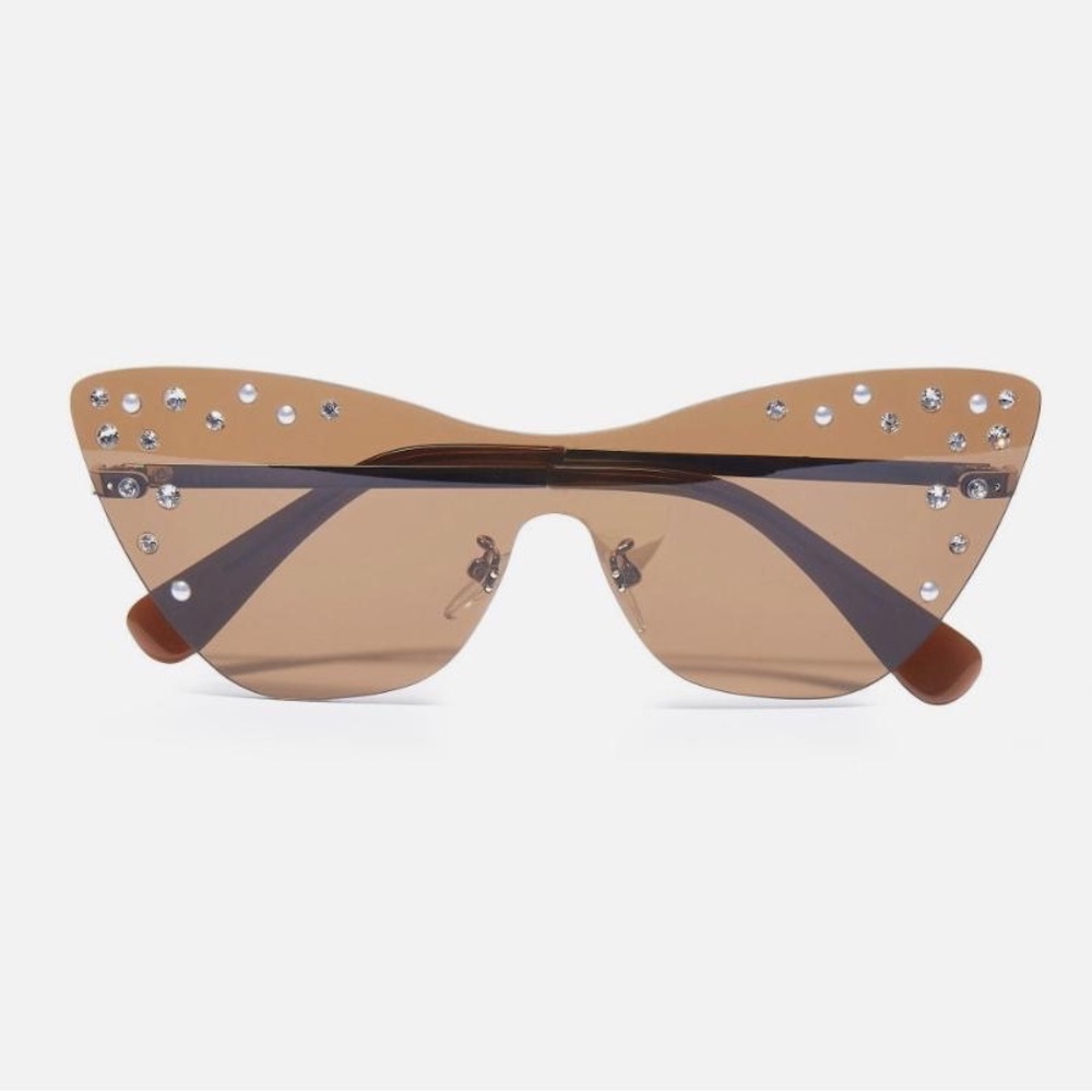 NWT Lele Sadoughi Downtown Metal Cat Eye Dusk Sunglasses Faux Pearls LSSG076DK - Picture 3 of 15